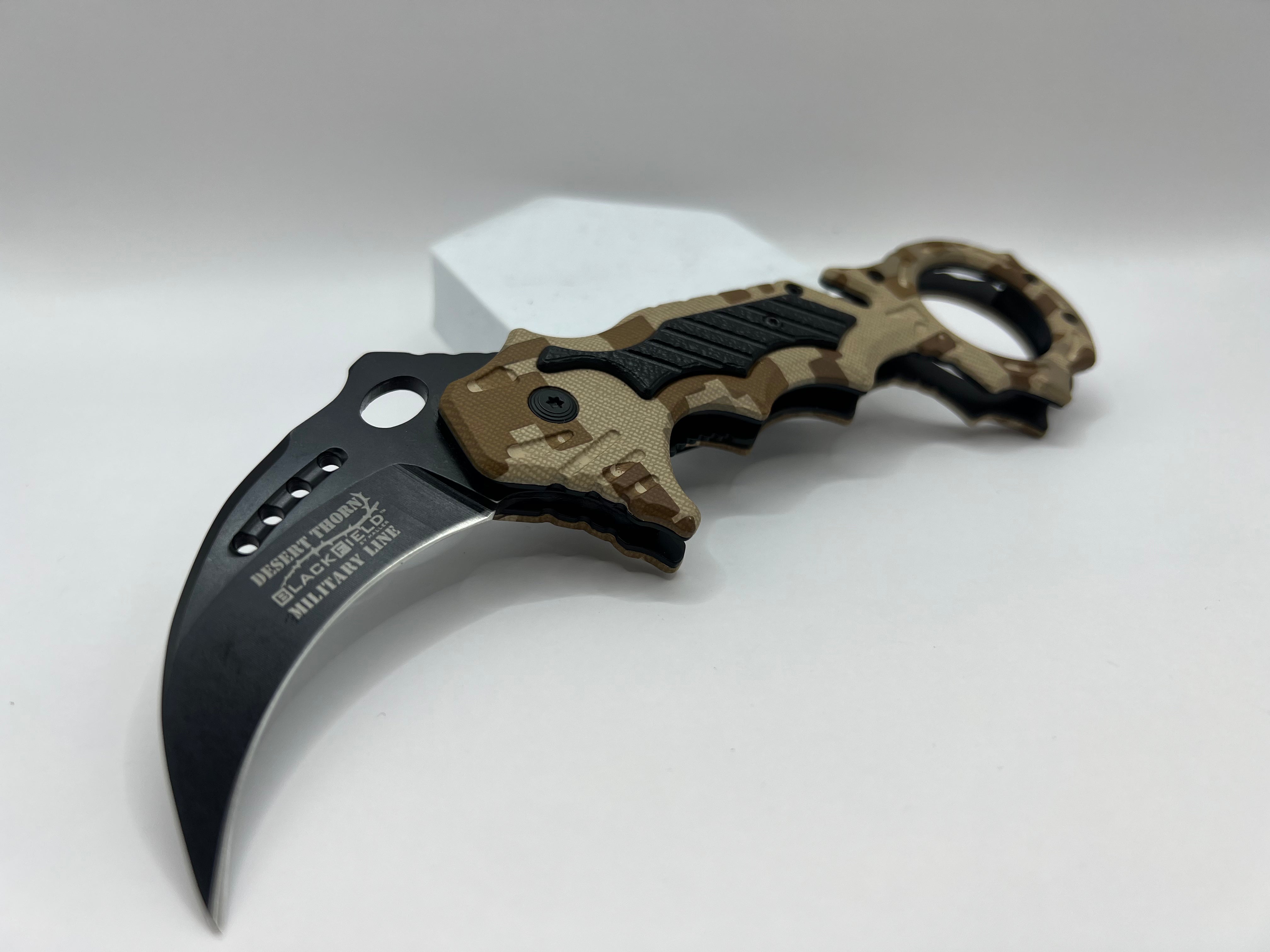 BlackField DESERT THORN - Federunterstütztes Rescue-Karambit-Taschenmesser