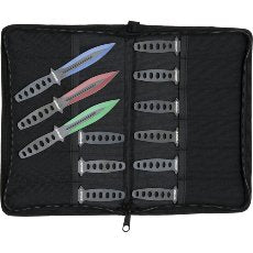 Wurfmesser-Set 12 Teile (4 blau/ 4 grün/4 rot)
