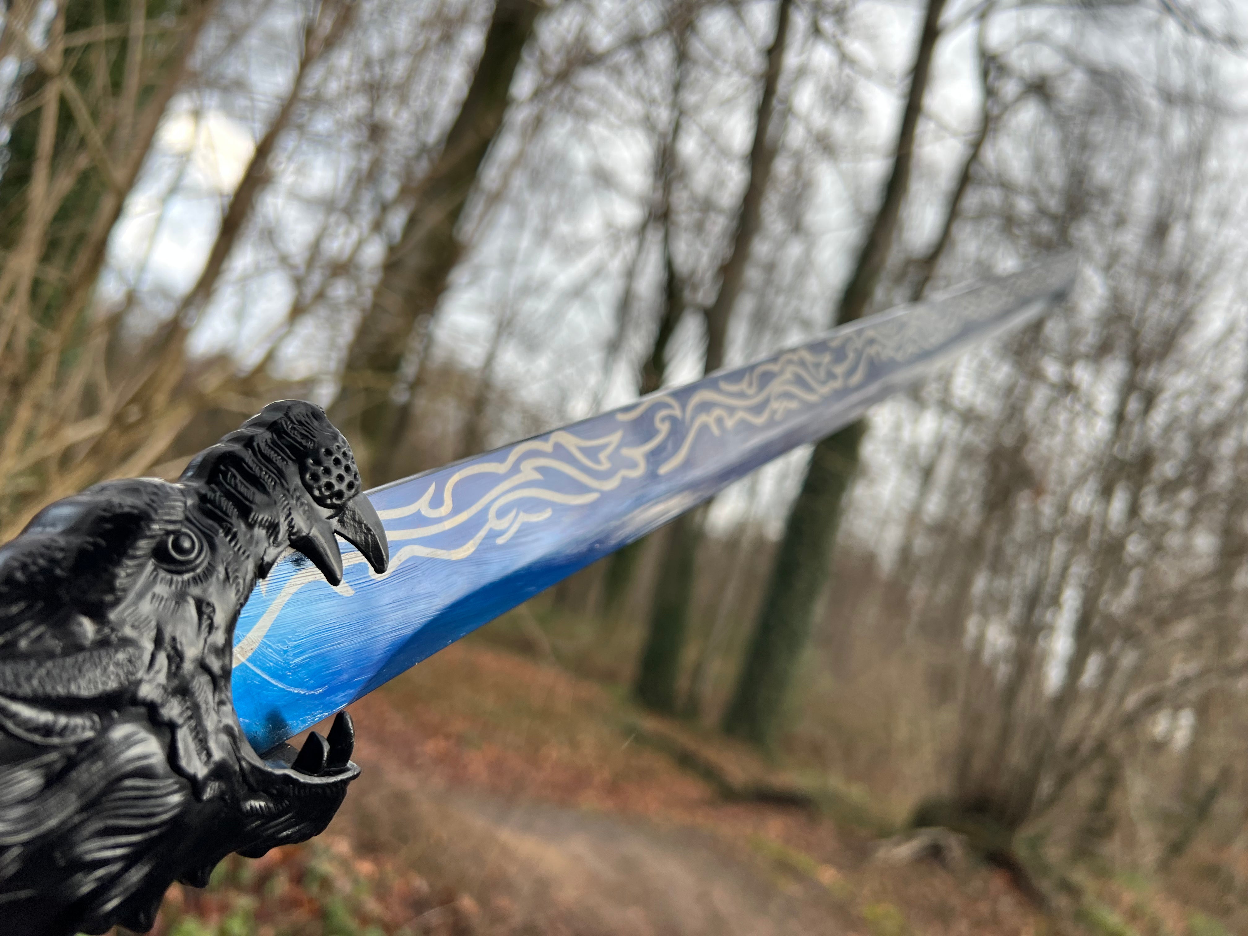 Praktisches handgeschmiedetes Longquanschwert mit Wolfskopf(Schwarz)