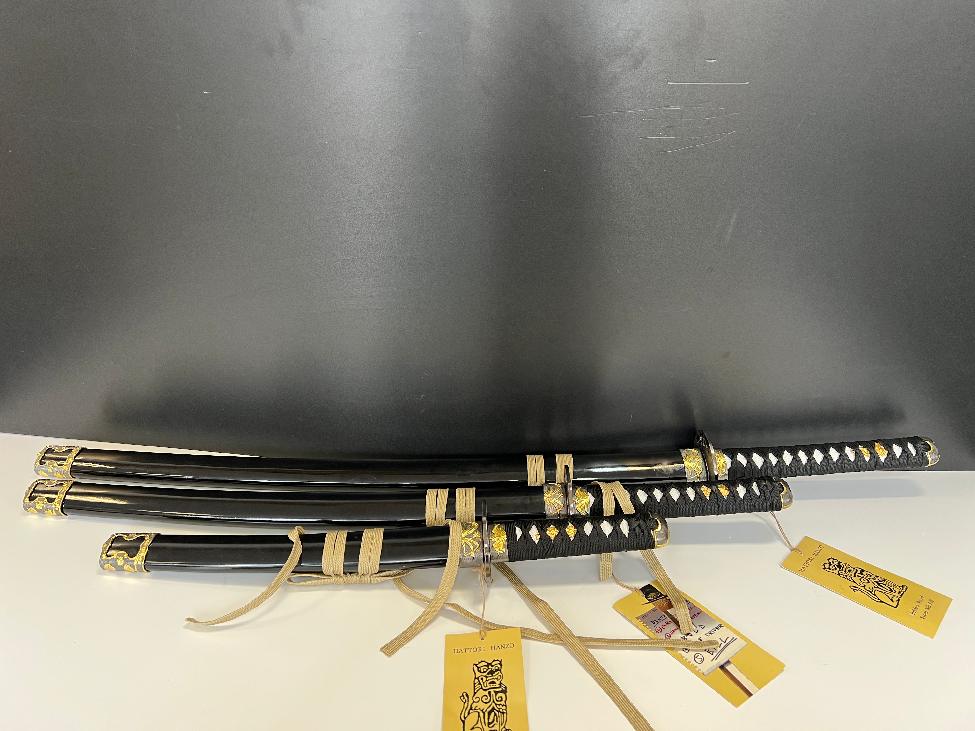 Kill Bill Brides Katana Set - Hattori Hanzo (Edelstahl) (mit Holzständer)
