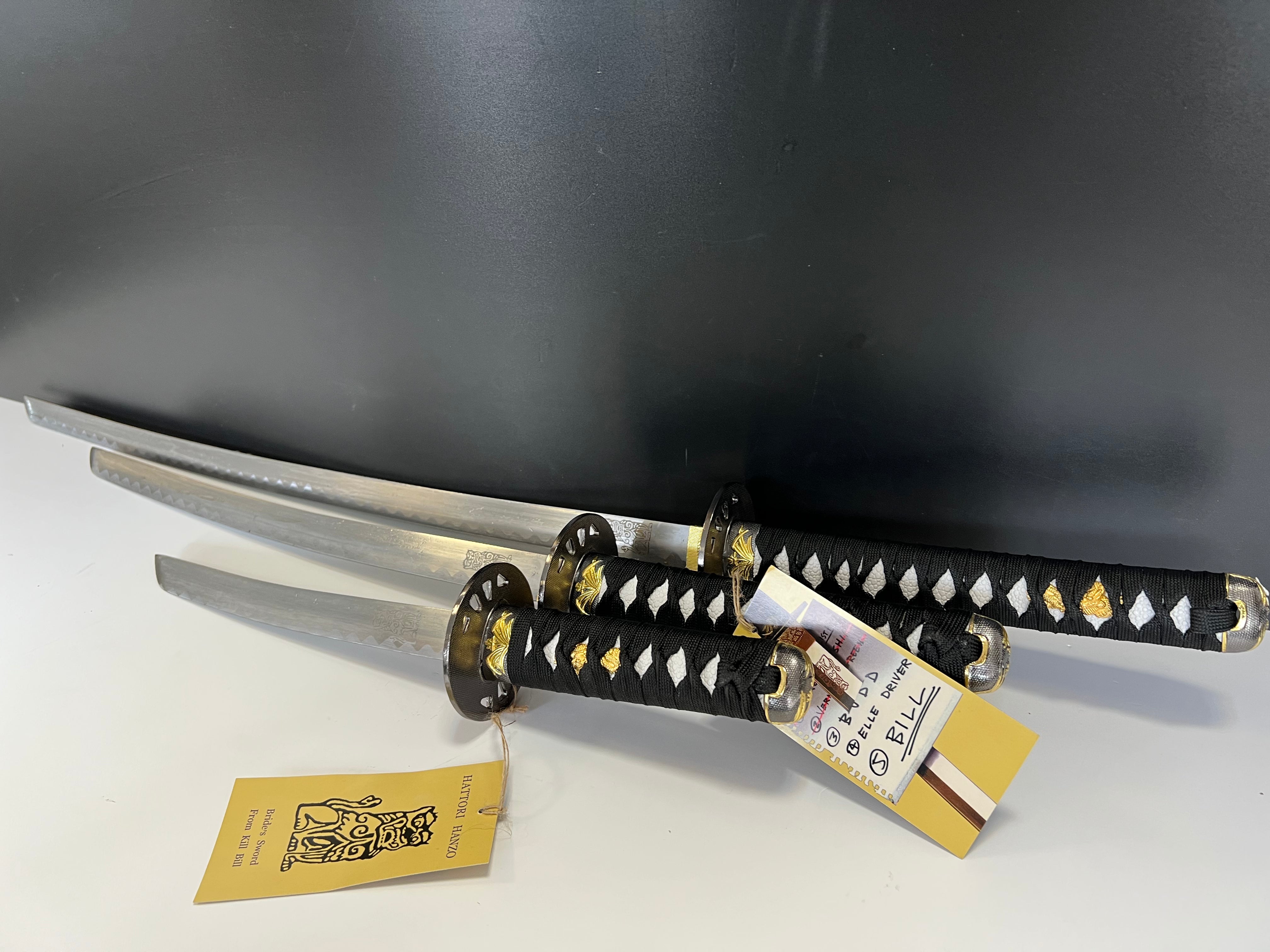 Kill Bill Brides Katana Set - Hattori Hanzo (Edelstahl) (mit Holzständer)