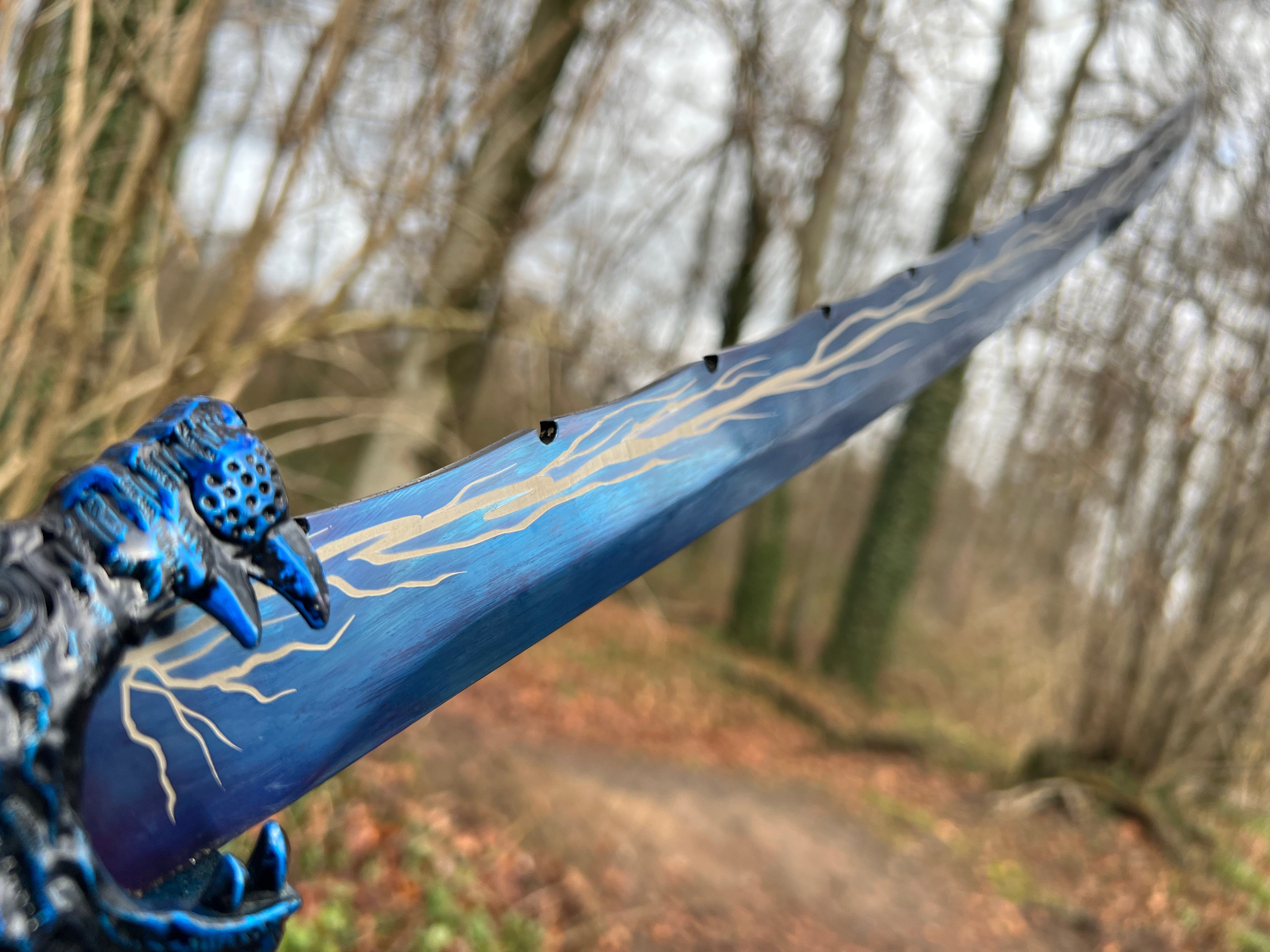 Praktisches handgeschmiedetes Longquanschwert mit Wolfskopf(blau)