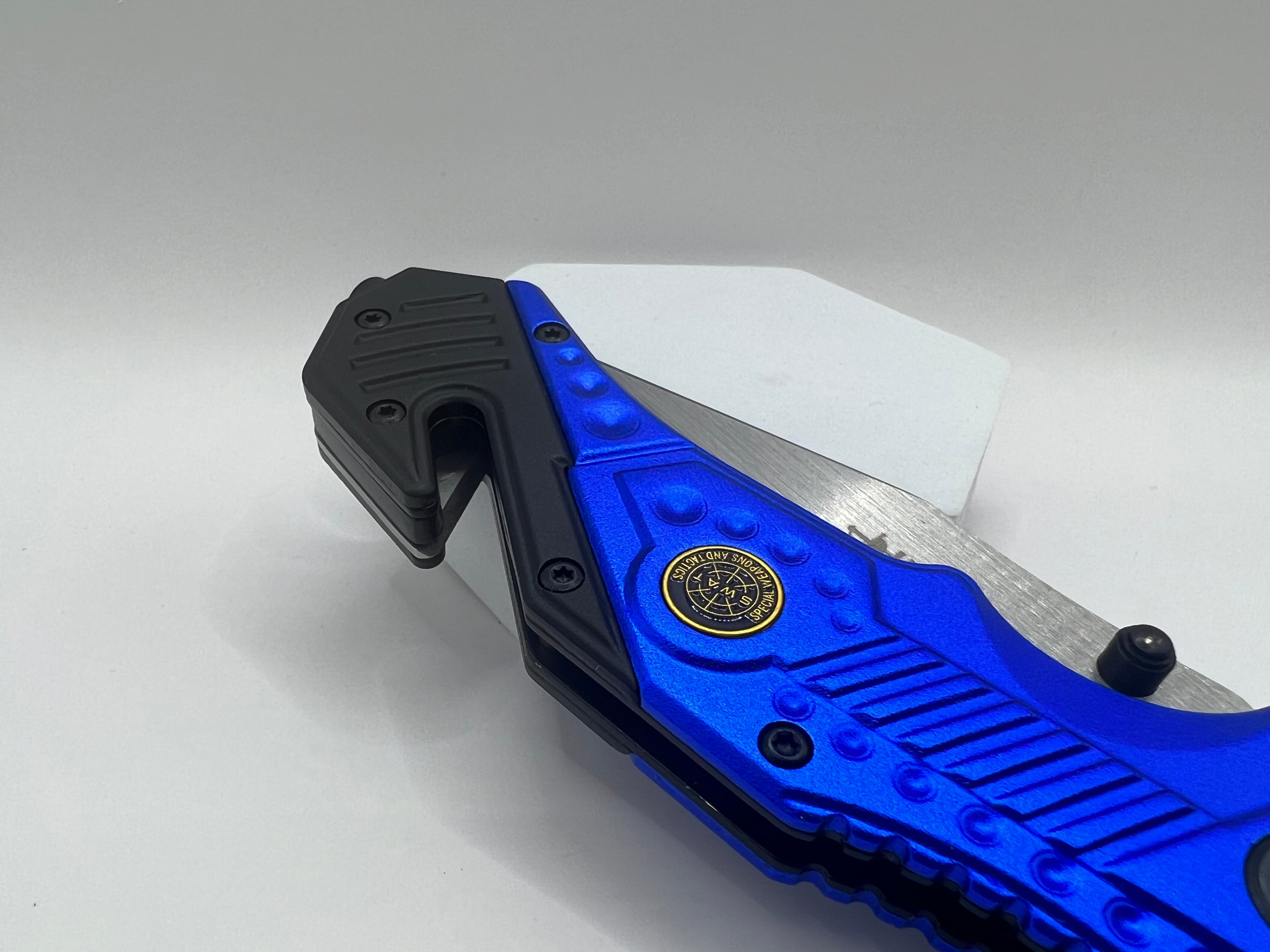Haller Rescue Taschenmesser Blue - Robustes Rettungsmesser mit partiell schwarzer Klinge