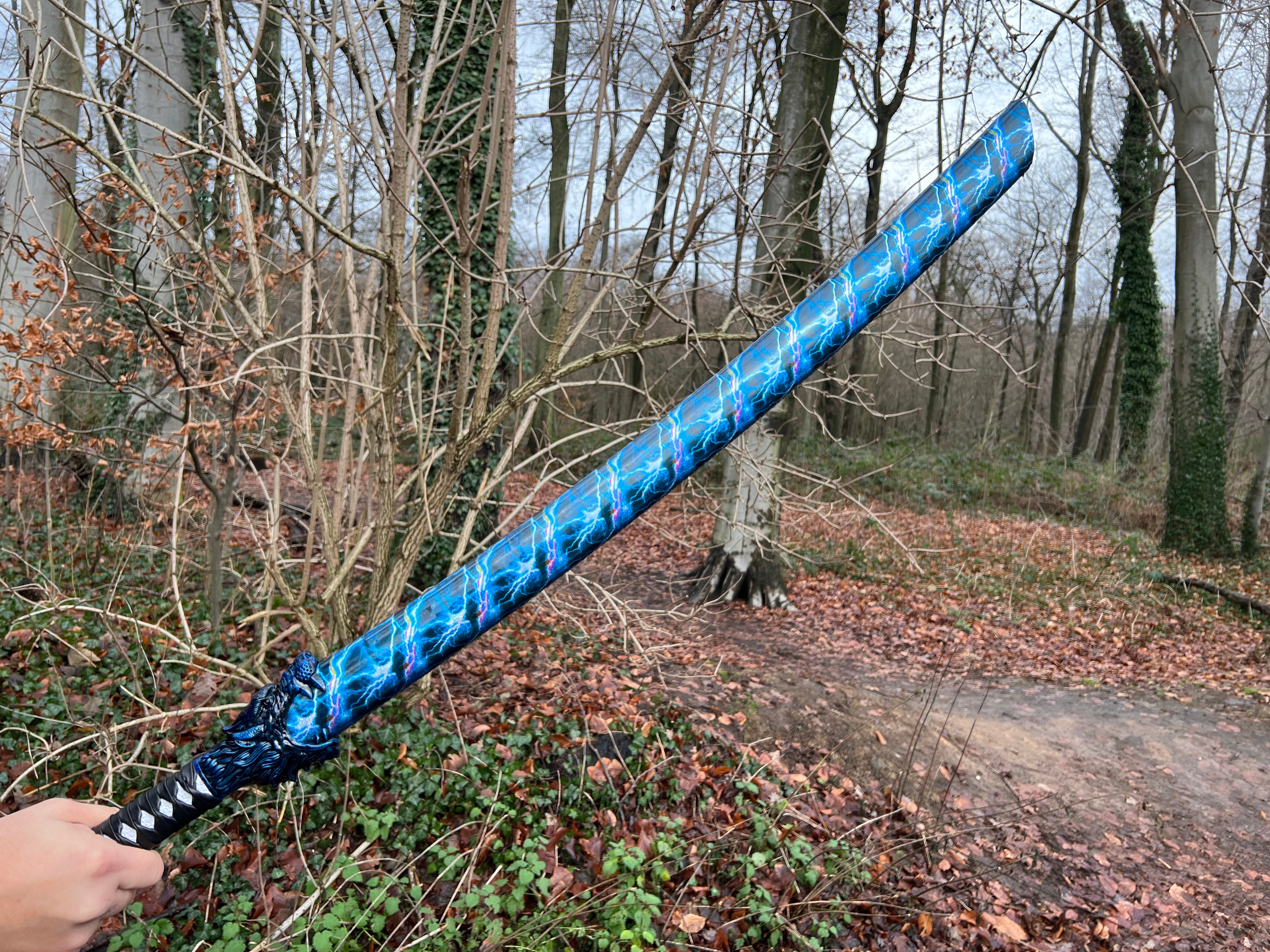 Praktisches handgeschmiedetes Longquanschwert mit Wolfskopf(blau)